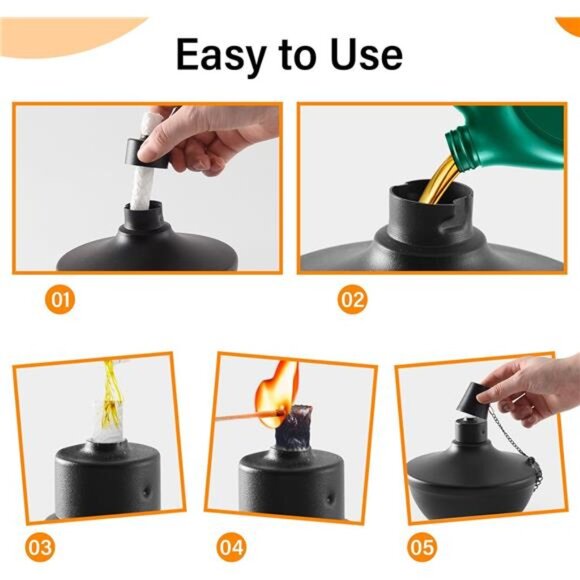 4Pack Metal TableTop Torches,22oz Citronella Torches for Outside,RefillableFlame - Picture 4 of 7